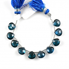 Hydro London Blue Quartz Drops Heart Shape 8x8mm Drilled Beads 10 Pieces Line