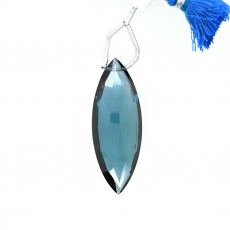 Hydro London Blue Quartz Drops Marquise Shape 41X15mm Drilled Beads Single Pendants