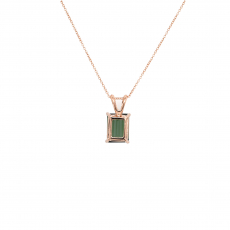 Indicolite Tourmaline Emerald Cut Shape 2.21 Carat Pendant in 14K Rose Gold ( Chain Not Included )