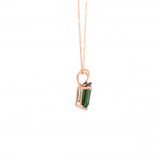 Indicolite Tourmaline Emerald Cut Shape 2.21 Carat Pendant in 14K Rose Gold ( Chain Not Included )