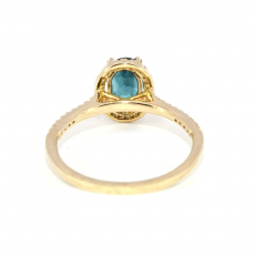 Indicolite Tourmaline Oval 0.73 Carat Ring in 14K Yellow Gold with Accent Diamonds