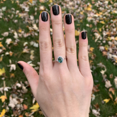 Indicolite Tourmaline Oval 0.81 Carat Ring in 14K White Gold with Accent Diamonds