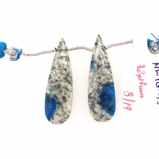 K-2 Jasper Drops Almond Shape 32x10mm Drilled Beads Matching Pair