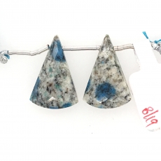 K-2 Jasper Drops Cone Shape 22x15mm Drilled Beads Matching Pair