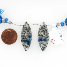 K-2 Jasper Drops Marquise Shape 35x13mm Drilled Beads Matching Pair