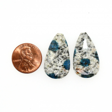 K2 Jasper Drops Almond Shape 28x16mm Half Drilled Beads Matching Pair