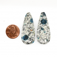 K2 Jasper Drops Almond Shape 42X18mm Half Drilled Beads Matching Pair