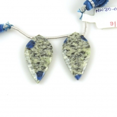 K2 Jasper Drops Leaf Shape 31x17mm Drilled beads  Matching pair