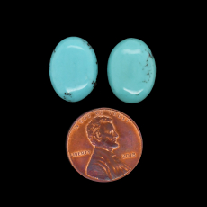 Kingman Turquoise Cab Oval 16x12mm Matching Pair Approximately 13 Carat