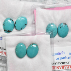 Kingman Turquoise Cab Oval 16x12mm Matching Pair Approximately 13 Carat