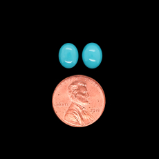 Kingman Turquoise Cab Oval 9x7mm Matching Pair Approximately 2.90 Carat