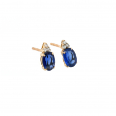 Kyanite Oval 1.32 Carat Stud Earring With Diamond Accent In 14k Yellow Gold