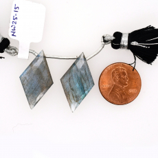 Labradorite Drop Diamond Shape 27x15mm Drilled Bead Matching Pair