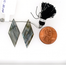 Labradorite Drop Diamond Shape 31x13mm Drilled Bead Matching Pair