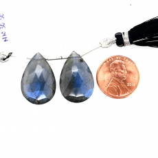 Labradorite Drops Almond Shape 30x15mm Drilled Bead Matching Pair