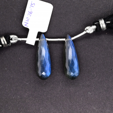 Labradorite Drops Briolette Shape 27x9mm Drilled Bead Matching Pair
