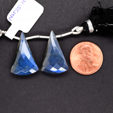 Labradorite Drops Conical Shape 24x15mm Drilled Bead Matching Pair