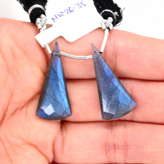 Labradorite Drops Conical Shape 30x14mm Drilled Bead Matching Pair