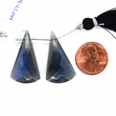 Labradorite Drops Conical Shape 30x18mm Drilled Bead Matching Pair