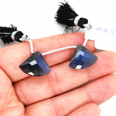 Labradorite Drops Fan Shape 19x15mm Drilled Bead Matching Pair