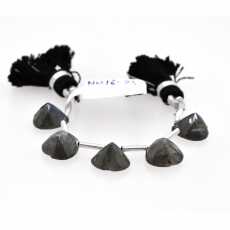 Labradorite Drops Heart Shape 10mm Drilled Beads 5 Pieces Line