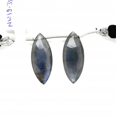 Labradorite Drops Marquise Shape 25x10mm Drilled Bead Matching Pair