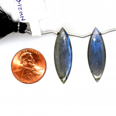 Labradorite Drops Marquise Shape 30x10mm Drilled Beads Matching Pair
