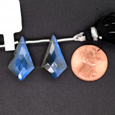 Labradorite Drops Shield Shape 23x13mm Drilled Bead Matching Pair
