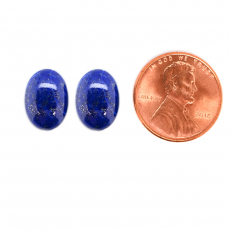 Lapis cab Oval 14X10mm Matching Pair Approximately 11 Carat.