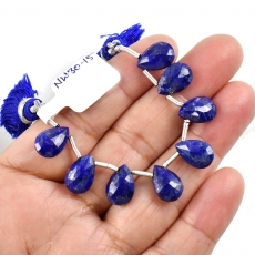 Lapis Drops Almond Shape  12x8mm Drilled Beads 8 Pieces Line