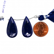 Lapis Drops Almond Shape 26x13mm Drilled Bead Matching Pair