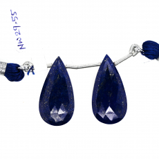 Lapis Drops Almond Shape 26x13mm Drilled Bead Matching Pair