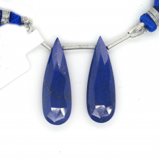 Lapis Drops Almond Shape 30x10mm Drilled Bead Matching Pair