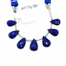Lapis Drops Briolette Shape 13X9MM To 9x6MM Drilled Beads 7 Pieces line