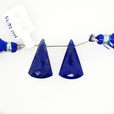Lapis Drops Conical Shape 24x15mm Drilled Bead Matching Pair