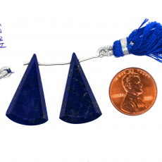 Lapis Drops Conical Shape 28x16mm Drilled Bead Matching Pair