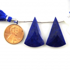 Lapis Drops Conical Shape 28X19MM Drilled Beads Matching Pair