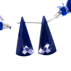 Lapis Drops Conical Shape 31X15mm Drilled Bead Matching Pair