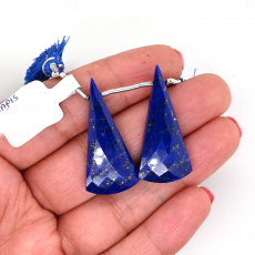 Lapis Drops Conical Shape 35x16mm Drilled Bead Matching Pair