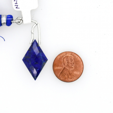 Lapis Drops Diamond Shape 25x15mm Drilled Bead Single Piece