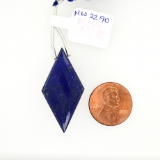Lapis Drops Diamond Shape 37x19mm Drilled Bead Single Piece