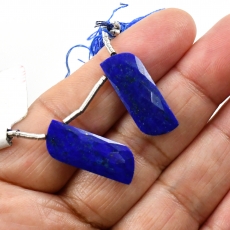 Lapis Drops Fancy Shape 24x9mm Drilled Beads Matching Pair