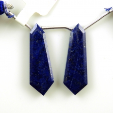 Lapis Drops Fancy Shape 32x11mm  Drilled Beads Matching Pair