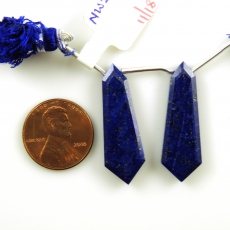 Lapis Drops Fancy Shape 32x11mm  Drilled Beads Matching Pair