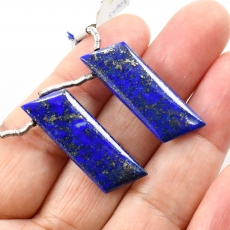Lapis Drops Fancy Shape 33x10mm Drilled Beads Matching Pair