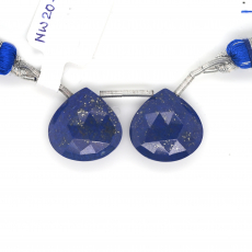 Lapis Drops Heart Shape 16x16mm Drilled Bead Matching Pair