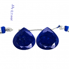 Lapis Drops Heart Shape 21x21mm Drilled Bead Matching Pair