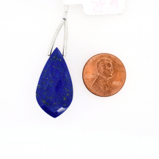Lapis Drops Leaf Shape 30x16mm Drilled Bead Single Piece