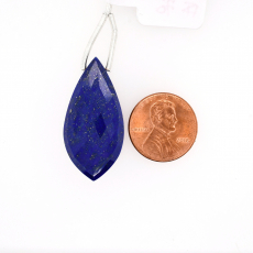 Lapis Drops Leaf Shape 34x16mm Drilled Bead Single Piece