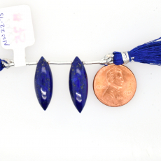 Lapis Drops Marquise Shape 24x8mm Drilled Bead Matching Pair